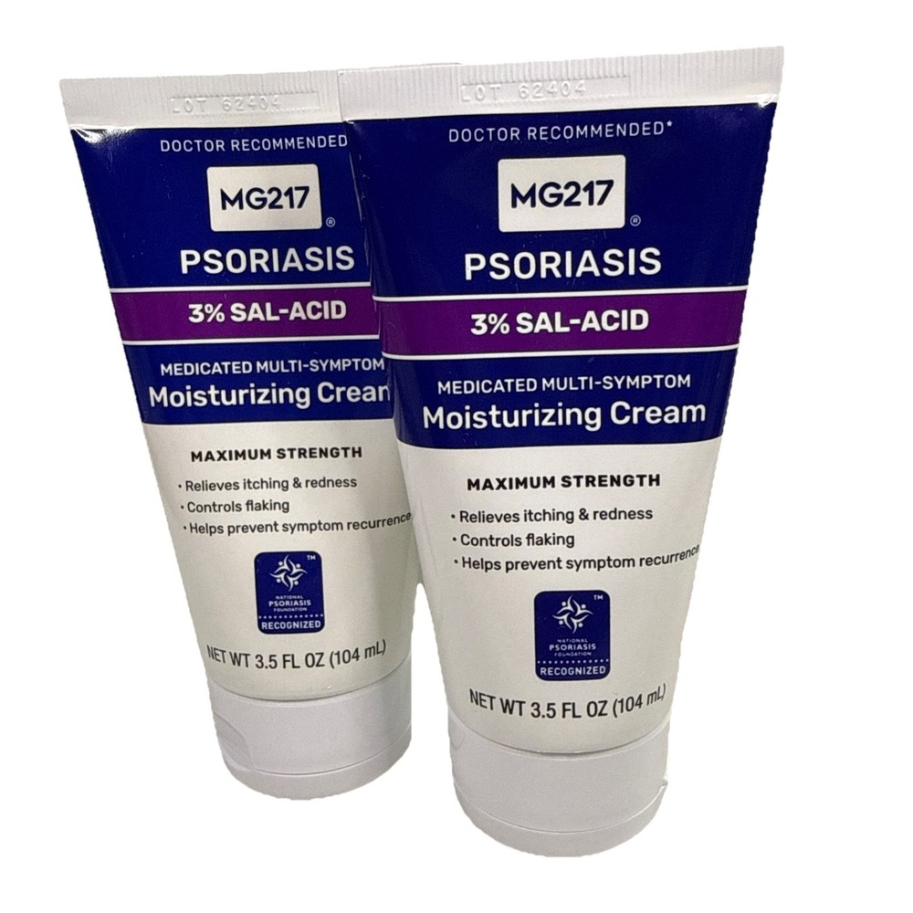 2 PACK MG217 Medicated Moisturizing Psoriasis Cream 3.5oz EXP: 05/26